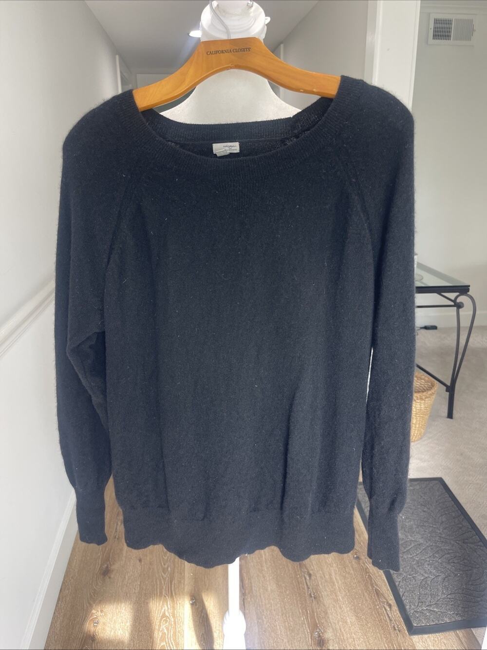 Womens Cashmere Sweater Black Size 1X Extra Large Black Classic Base Layer FLAW